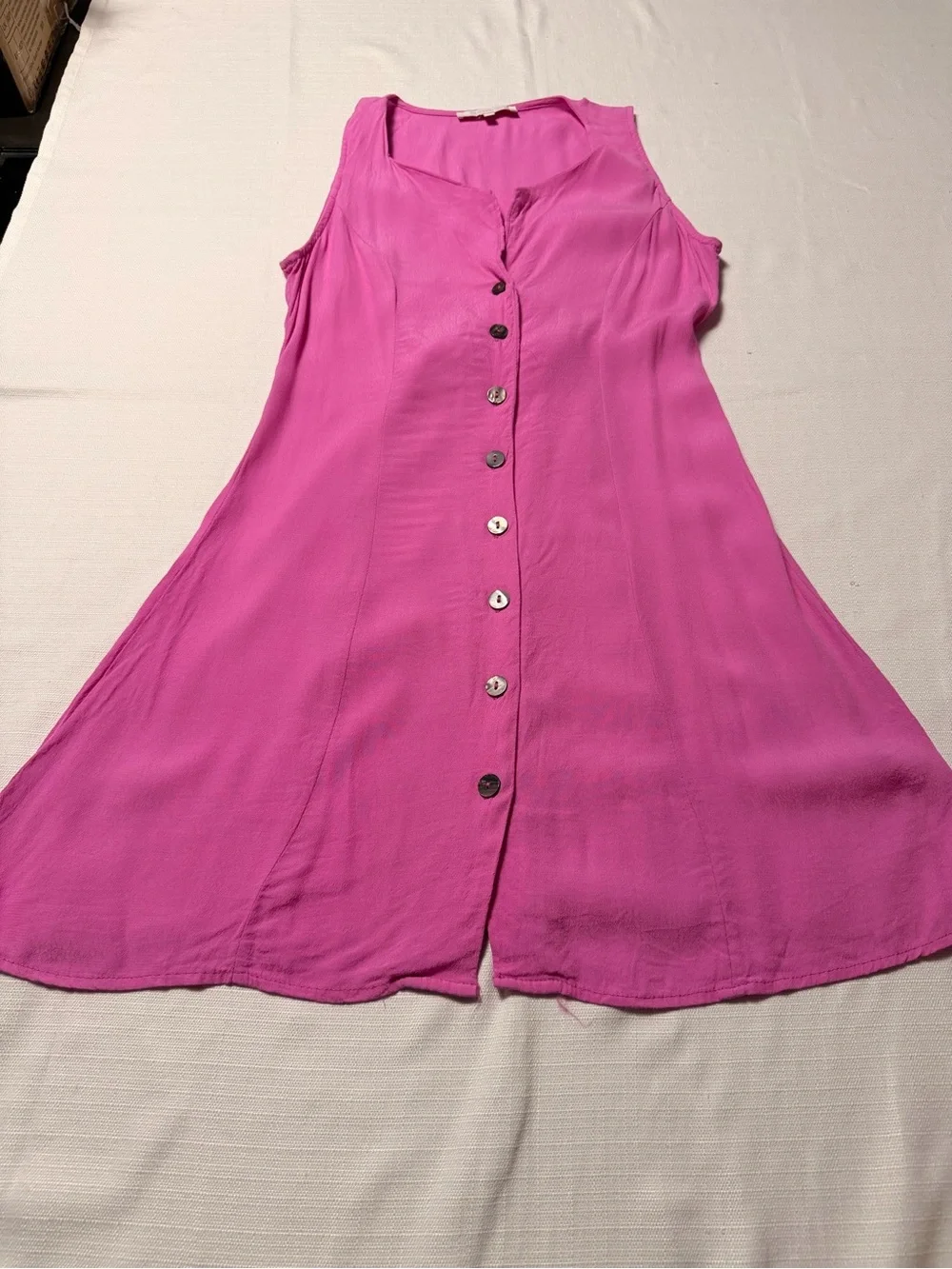 Olivaceous Vibrant Pink Button-Front Swim Coverup Dress